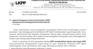 Pemberitahuan Akun E-Audit Katalog Elektronik